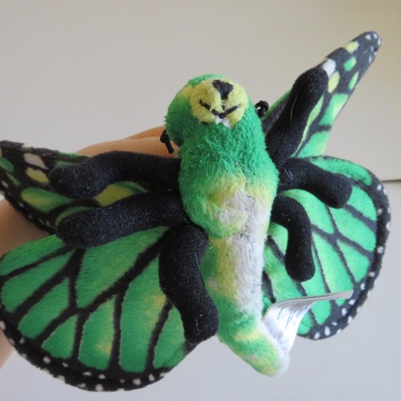 Green Butterfly PLUSH w Wire posing 11" wing span Stuffed Animal can Hang - Picture 6 of 8